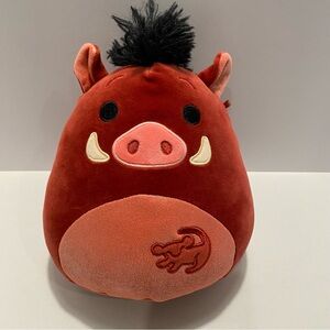 Red Plush Boar Stuffed Toy with Pink Snout Disney Lion King character